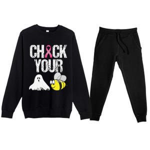 Check Your Boo Bees Funny Breast Cancer Halloween Gift Premium Crewneck Sweatsuit Set