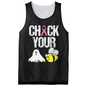 Check Your Boo Bees Funny Breast Cancer Halloween Gift Mesh Reversible Basketball Jersey Tank