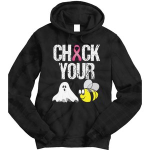 Check Your Boo Bees Funny Breast Cancer Halloween Gift Tie Dye Hoodie