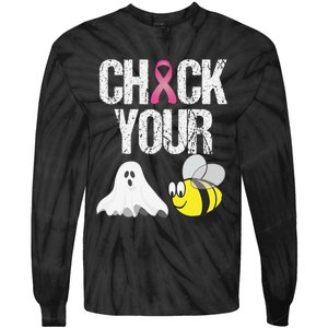 Check Your Boo Bees Funny Breast Cancer Halloween Gift Tie-Dye Long Sleeve Shirt