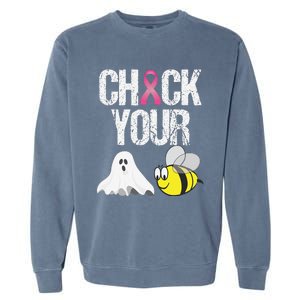 Check Your Boo Bees Funny Breast Cancer Halloween Gift Garment-Dyed Sweatshirt