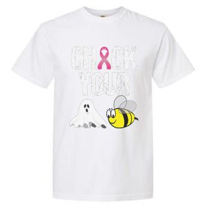 Check Your Boo Bees Funny Breast Cancer Halloween Gift Garment-Dyed Heavyweight T-Shirt