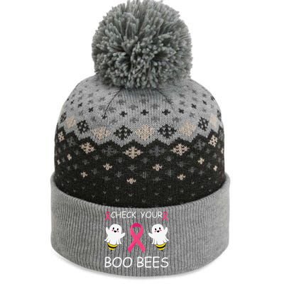 Check Your Boo Bees Funny Breast Cancer Awareness Women Gift The Baniff Cuffed Pom Beanie