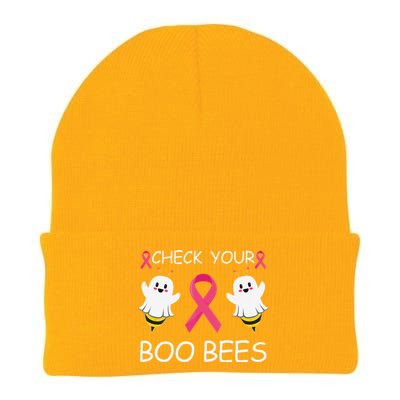 Check Your Boo Bees Funny Breast Cancer Awareness Women Gift Knit Cap Winter Beanie