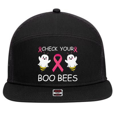 Check Your Boo Bees Funny Breast Cancer Awareness Women Gift 7 Panel Mesh Trucker Snapback Hat