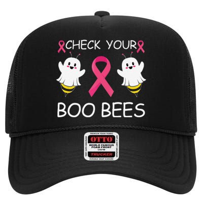 Check Your Boo Bees Funny Breast Cancer Awareness Women Gift High Crown Mesh Back Trucker Hat