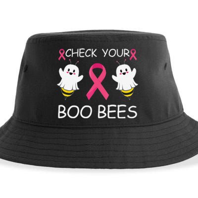 Check Your Boo Bees Funny Breast Cancer Awareness Women Gift Sustainable Bucket Hat