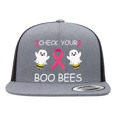 Check Your Boo Bees Funny Breast Cancer Awareness Women Gift Flat Bill Trucker Hat