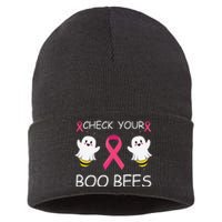 Check Your Boo Bees Funny Breast Cancer Awareness Women Gift Sustainable Knit Beanie