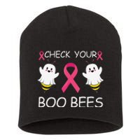 Check Your Boo Bees Funny Breast Cancer Awareness Women Gift Short Acrylic Beanie