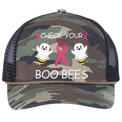 Check Your Boo Bees Funny Breast Cancer Awareness Women Gift Retro Rope Trucker Hat Cap