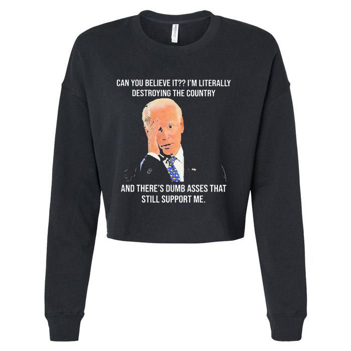 Can You Believe It IM Literally Destroying The Country Cropped Pullover Crew