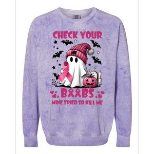 Check Your Boo Breast Cancer Halloween Colorblast Crewneck Sweatshirt