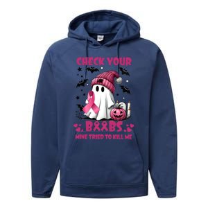 Check Your Boo Breast Cancer Halloween Performance Fleece Hoodie