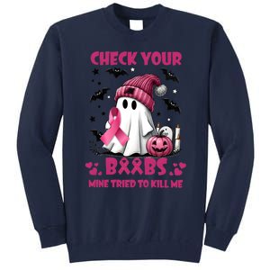 Check Your Boo Breast Cancer Halloween Tall Sweatshirt