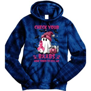 Check Your Boo Breast Cancer Halloween Tie Dye Hoodie