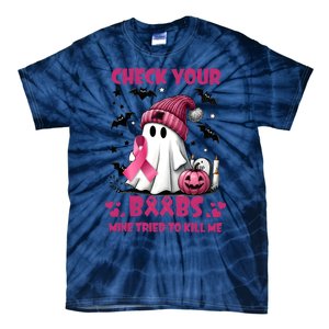 Check Your Boo Breast Cancer Halloween Tie-Dye T-Shirt