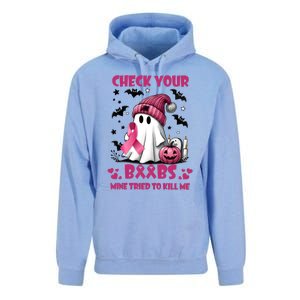 Check Your Boo Breast Cancer Halloween Unisex Surf Hoodie