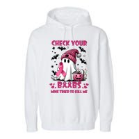 Check Your Boo Breast Cancer Halloween Garment-Dyed Fleece Hoodie