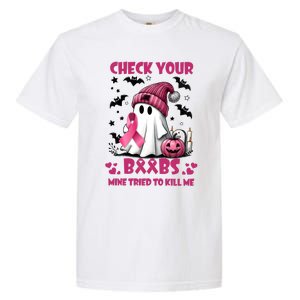 Check Your Boo Breast Cancer Halloween Garment-Dyed Heavyweight T-Shirt