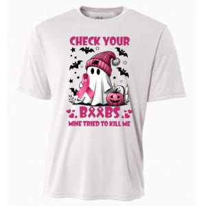 Check Your Boo Breast Cancer Halloween Cooling Performance Crew T-Shirt