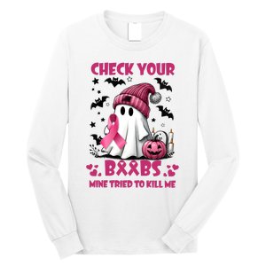 Check Your Boo Breast Cancer Halloween Long Sleeve Shirt