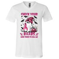 Check Your Boo Breast Cancer Halloween V-Neck T-Shirt