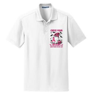 Check Your Boo Breast Cancer Halloween Dry Zone Grid Polo