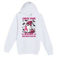 Check Your Boo Breast Cancer Halloween Premium Pullover Hoodie