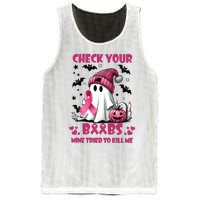 Check Your Boo Breast Cancer Halloween Mesh Reversible Basketball Jersey Tank