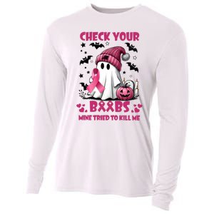 Check Your Boo Breast Cancer Halloween Cooling Performance Long Sleeve Crew