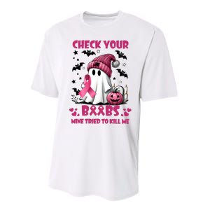 Check Your Boo Breast Cancer Halloween Performance Sprint T-Shirt