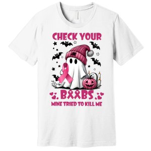 Check Your Boo Breast Cancer Halloween Premium T-Shirt