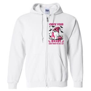 Check Your Boo Breast Cancer Halloween Full Zip Hoodie