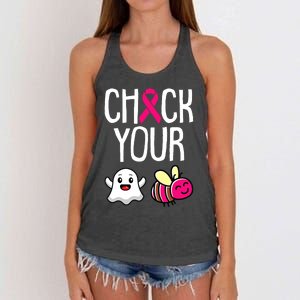 Check Your Boo Bees Breast Cancer Awareness Warrior Survivor Women's Knotted Racerback Tank