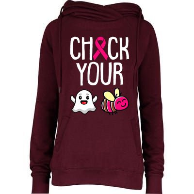 Check Your Boo Bees Breast Cancer Awareness Warrior Survivor Womens Funnel Neck Pullover Hood