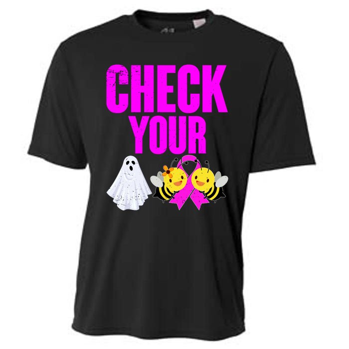 Check Your Boo Bees Breast Cancer Halloween Cute Cooling Performance Crew T-Shirt