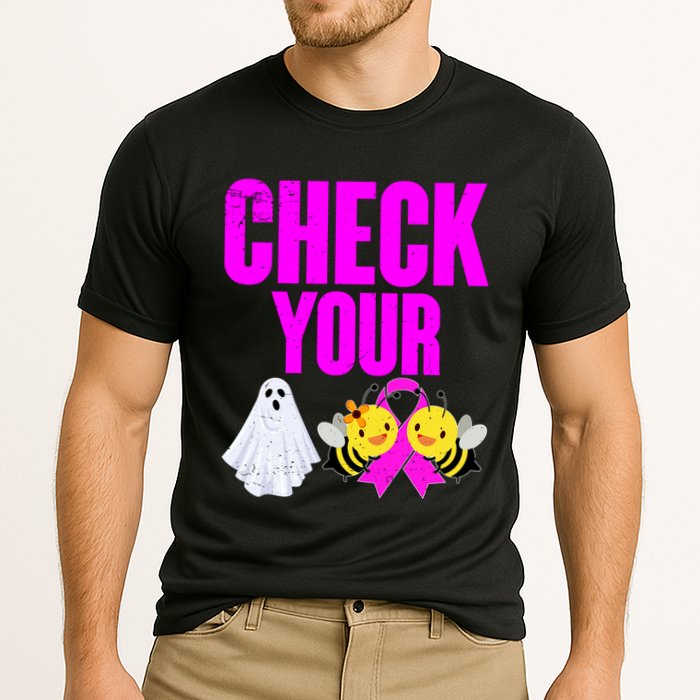 Check Your Boo Bees Breast Cancer Halloween Cute Cooling Performance Crew T-Shirt