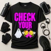 Check Your Boo Bees Breast Cancer Halloween Cute Cooling Performance Crew T-Shirt