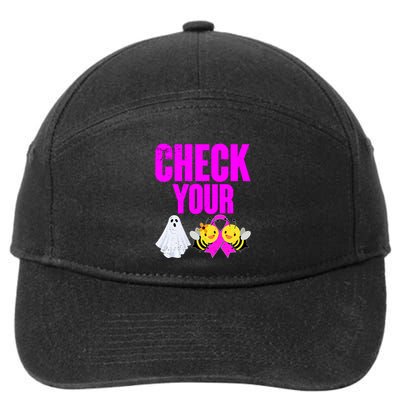 Check Your Boo Bees Breast Cancer Halloween Cute 7-Panel Snapback Hat