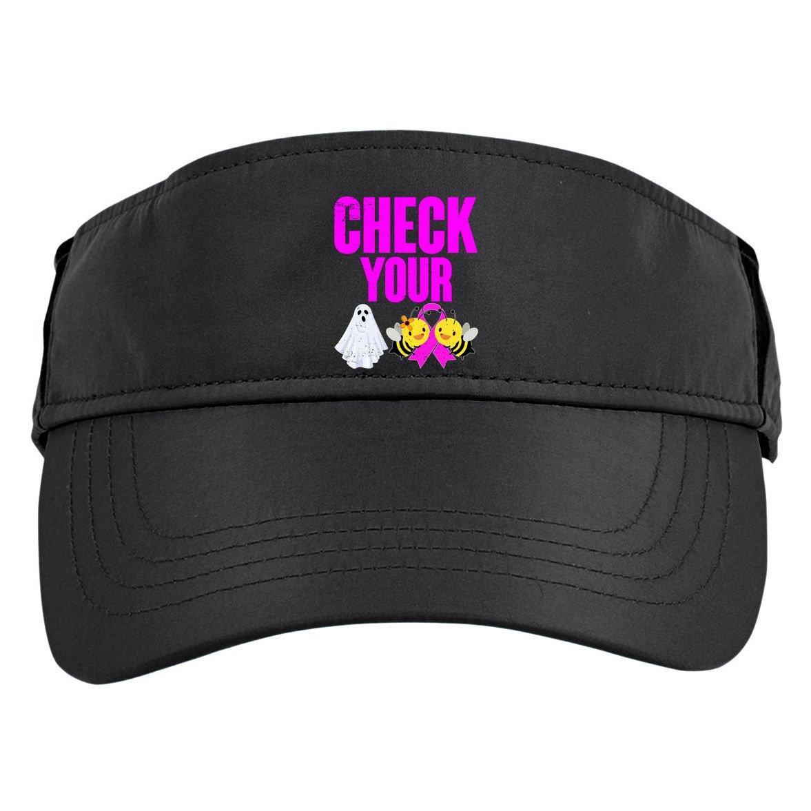 Check Your Boo Bees Breast Cancer Halloween Cute Adult Drive Performance Visor