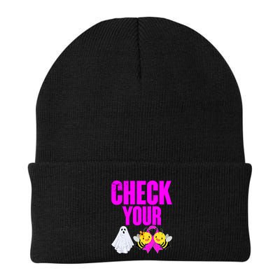 Check Your Boo Bees Breast Cancer Halloween Cute Beanie