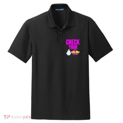 Check Your Boo Bees Breast Cancer Halloween Cute Dry Zone Grid Polo