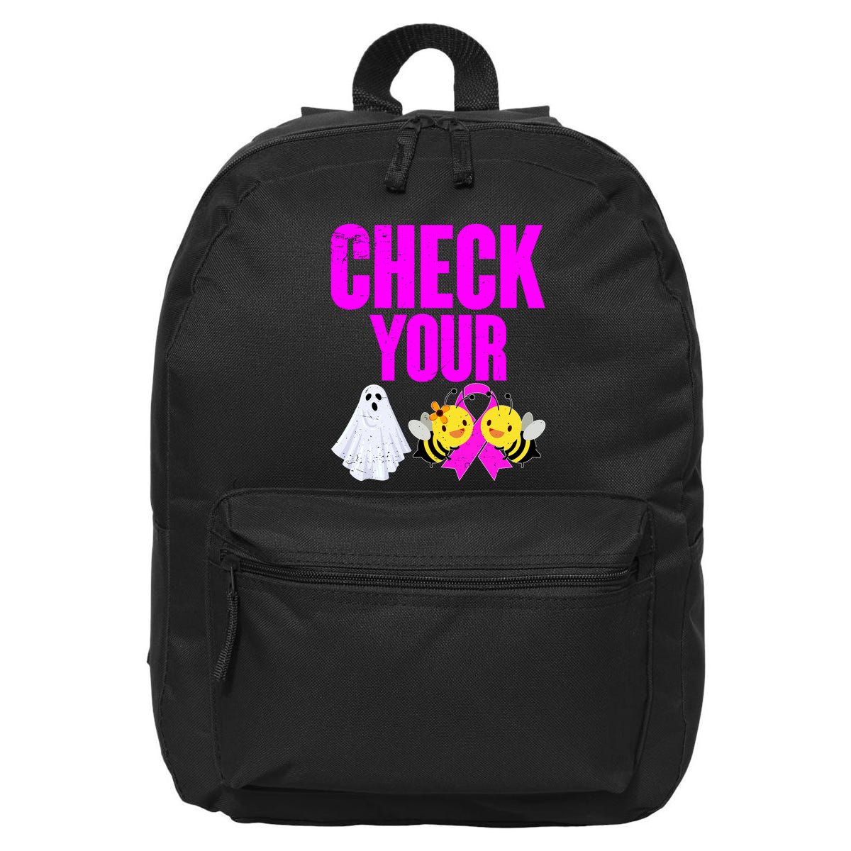 Check Your Boo Bees Breast Cancer Halloween Cute 16 in Basic Backpack