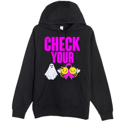 Check Your Boo Bees Breast Cancer Halloween Cute Premium Pullover Hoodie