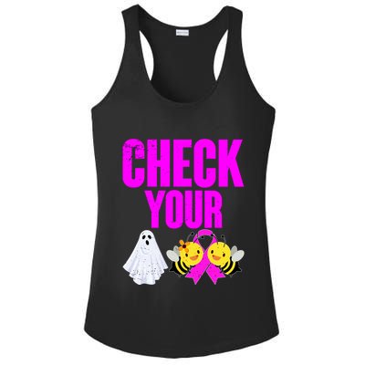 Check Your Boo Bees Breast Cancer Halloween Cute Ladies PosiCharge Competitor Racerback Tank