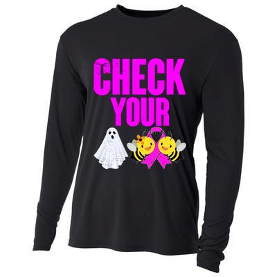 Check Your Boo Bees Breast Cancer Halloween Cute Cooling Performance Long Sleeve Crew