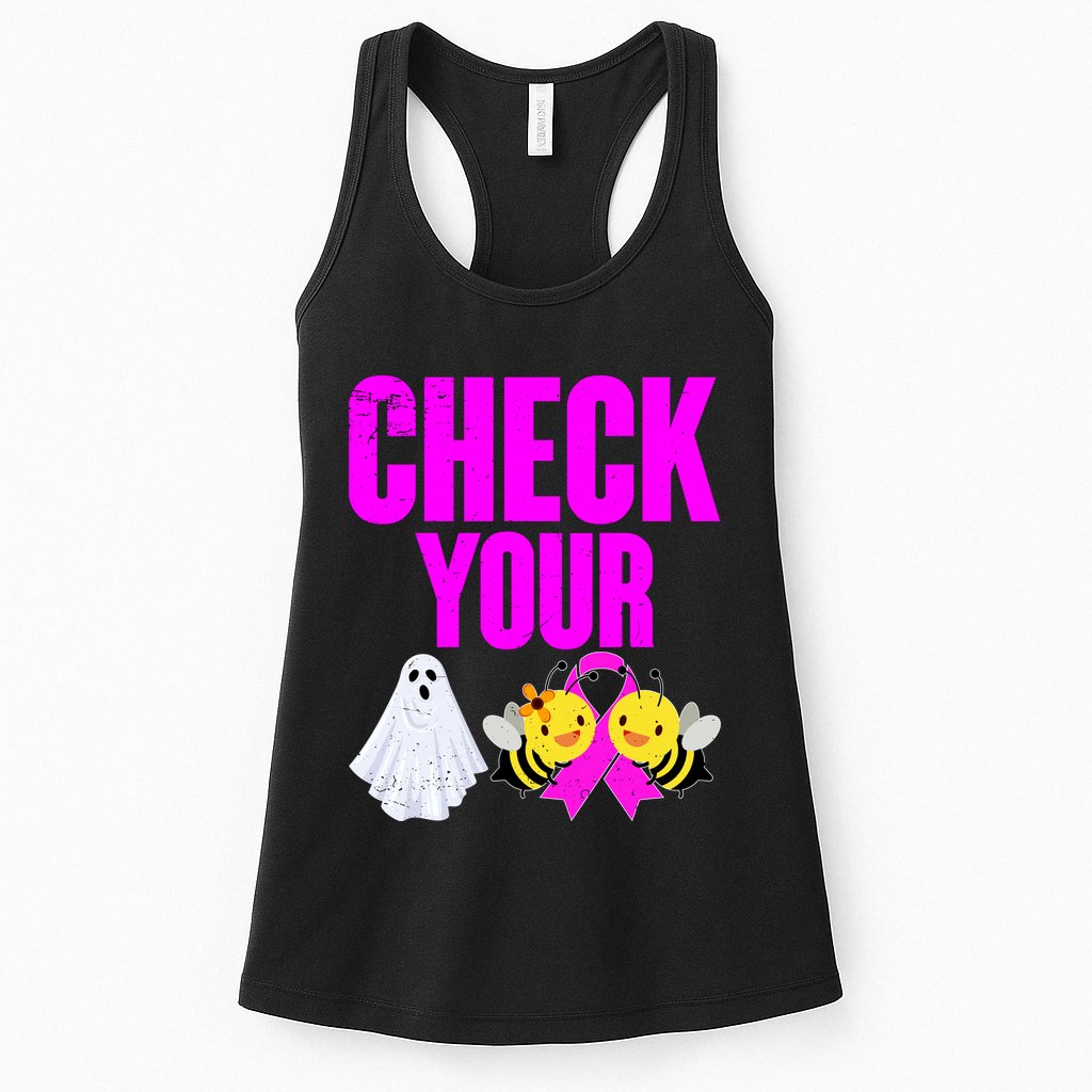 Check Your Boo Bees Breast Cancer Halloween Cute Womens Tank Top