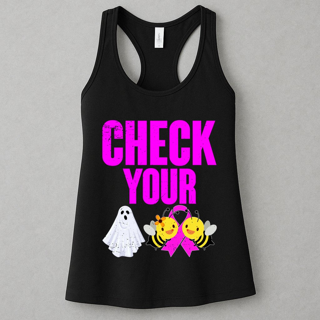 Check Your Boo Bees Breast Cancer Halloween Cute Womens Tank Top