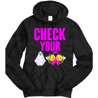 Check Your Boo Bees Breast Cancer Halloween Cute Tie Dye Hoodie